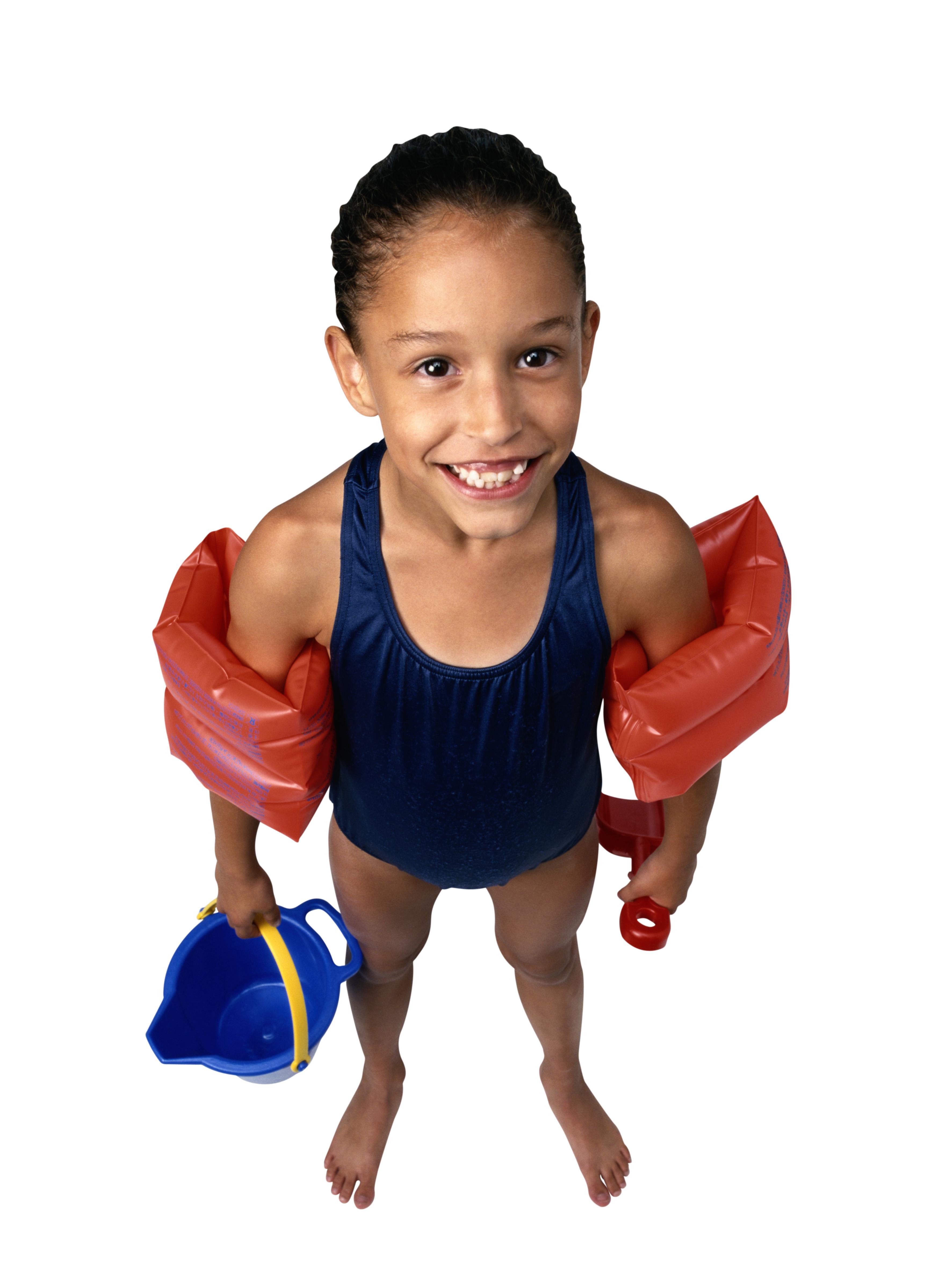 Above View of a Girl Wearing Water Wings
