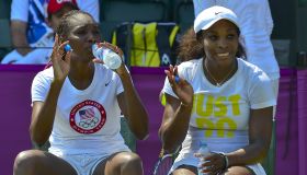 US tennis players Venus Williams (L) and