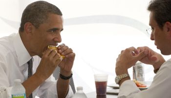 US President Barack Obama eats a 'median