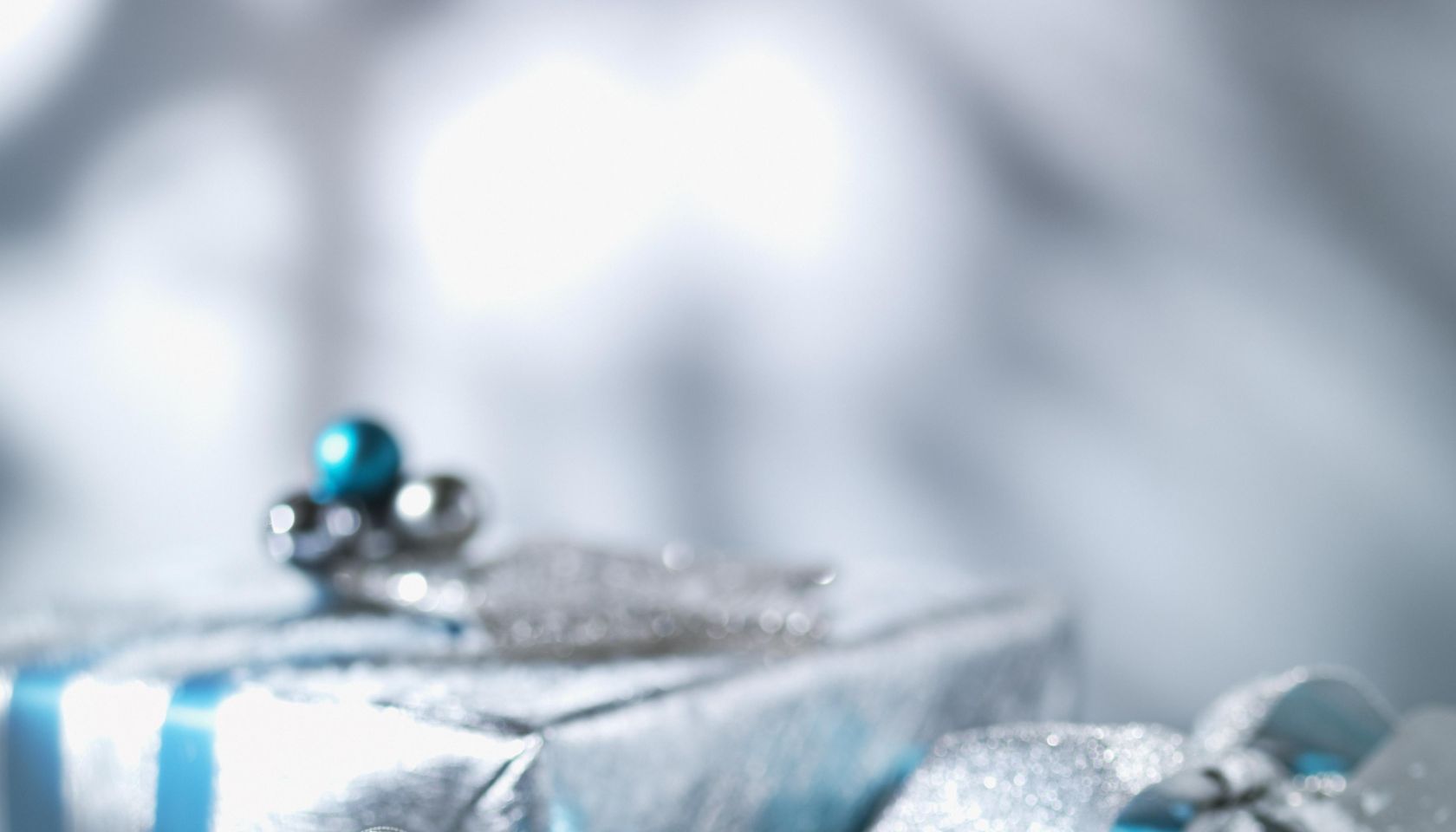 Christmas gifts with silver ribbon