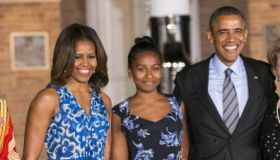 Sasha Obama With President & Michelle Obama