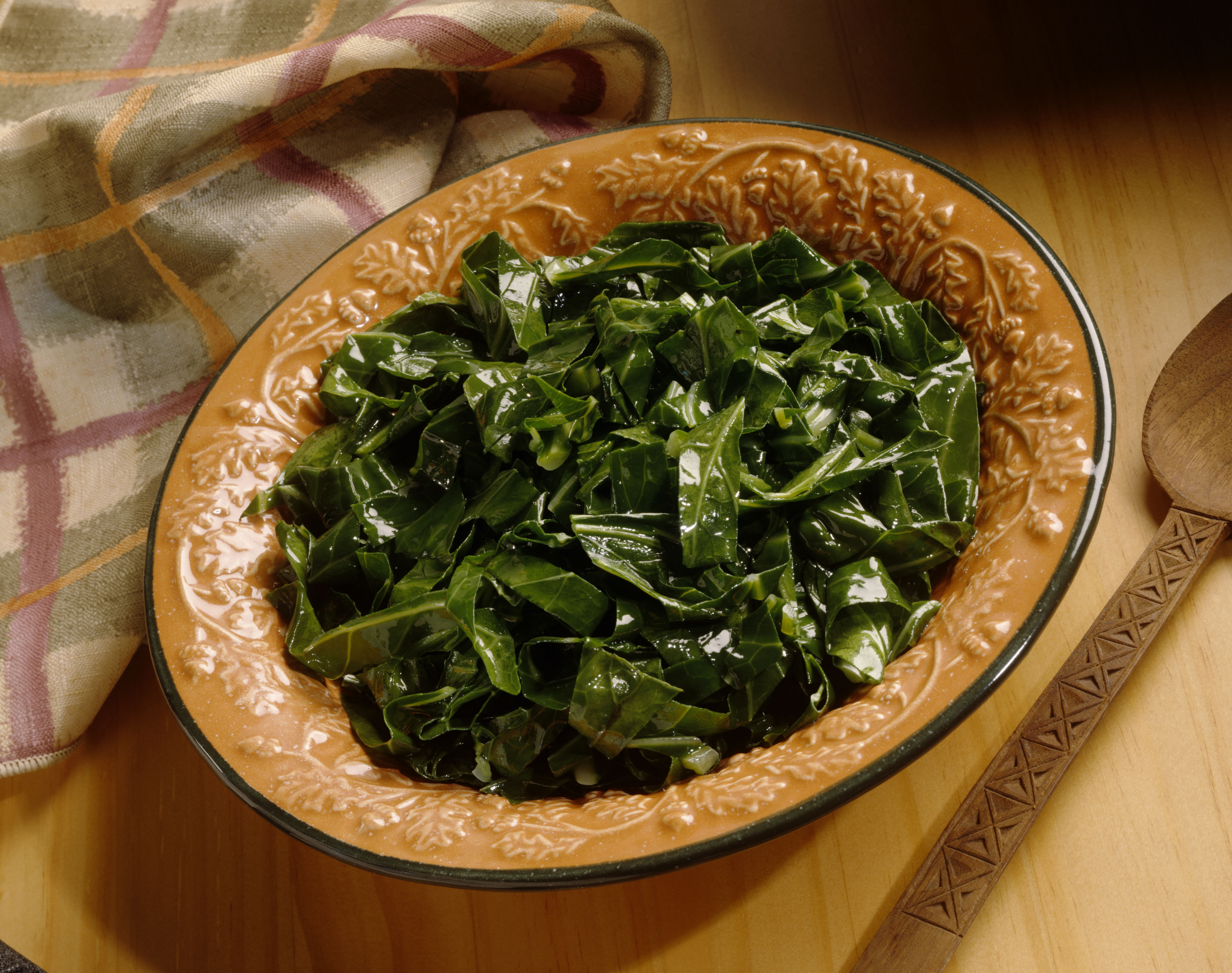 Collard greens in serving bowl