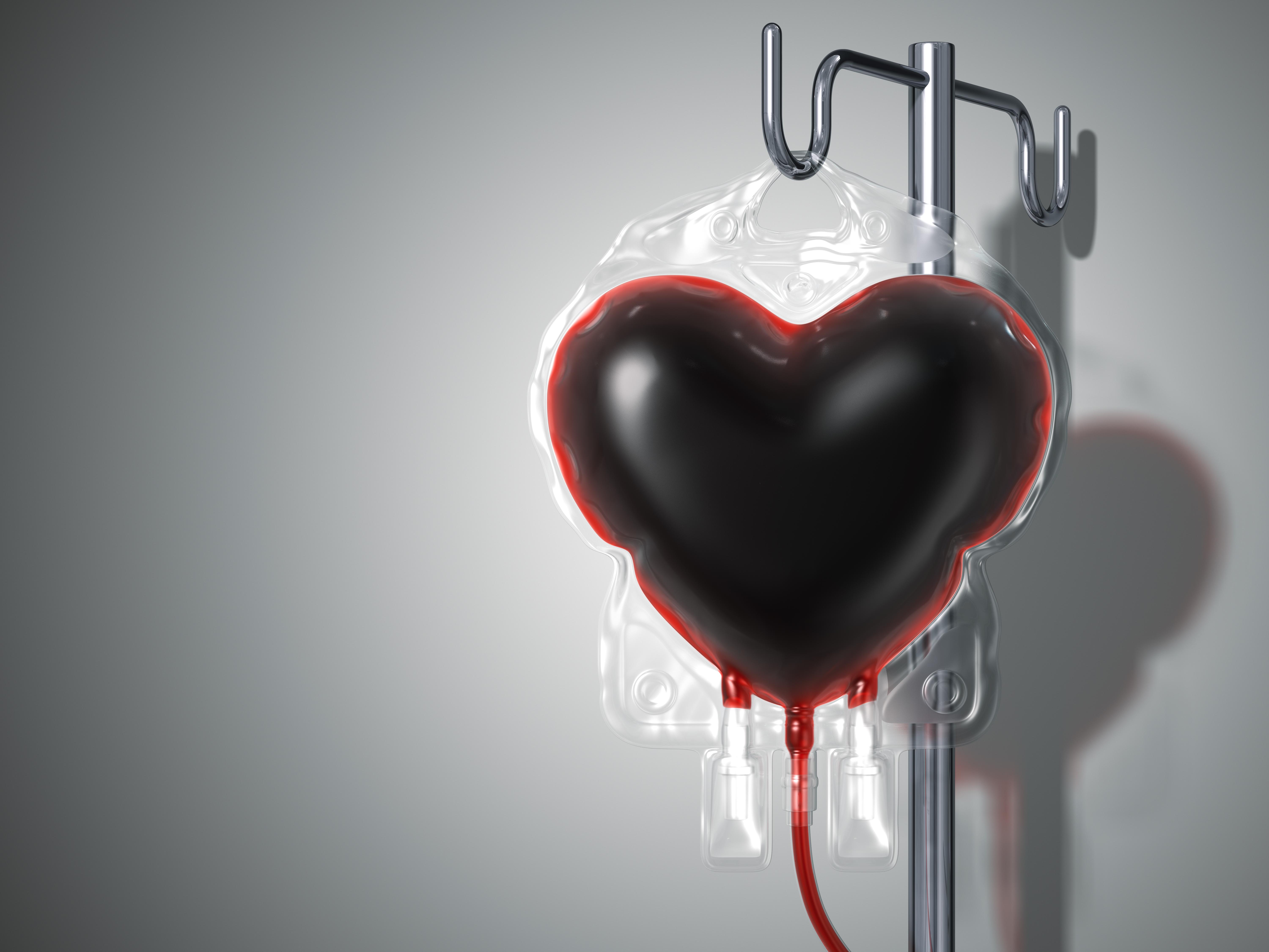 Blood Bag Heart. Donate Concept.