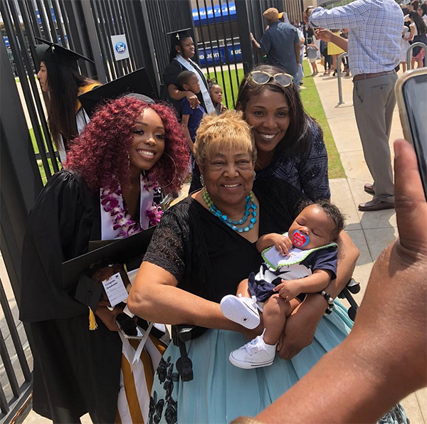  Rhea's grandmother, Bayonne Moody, and her mother, Alicia Walls, celebrate the graduate (Photo Credit: Instagram) 