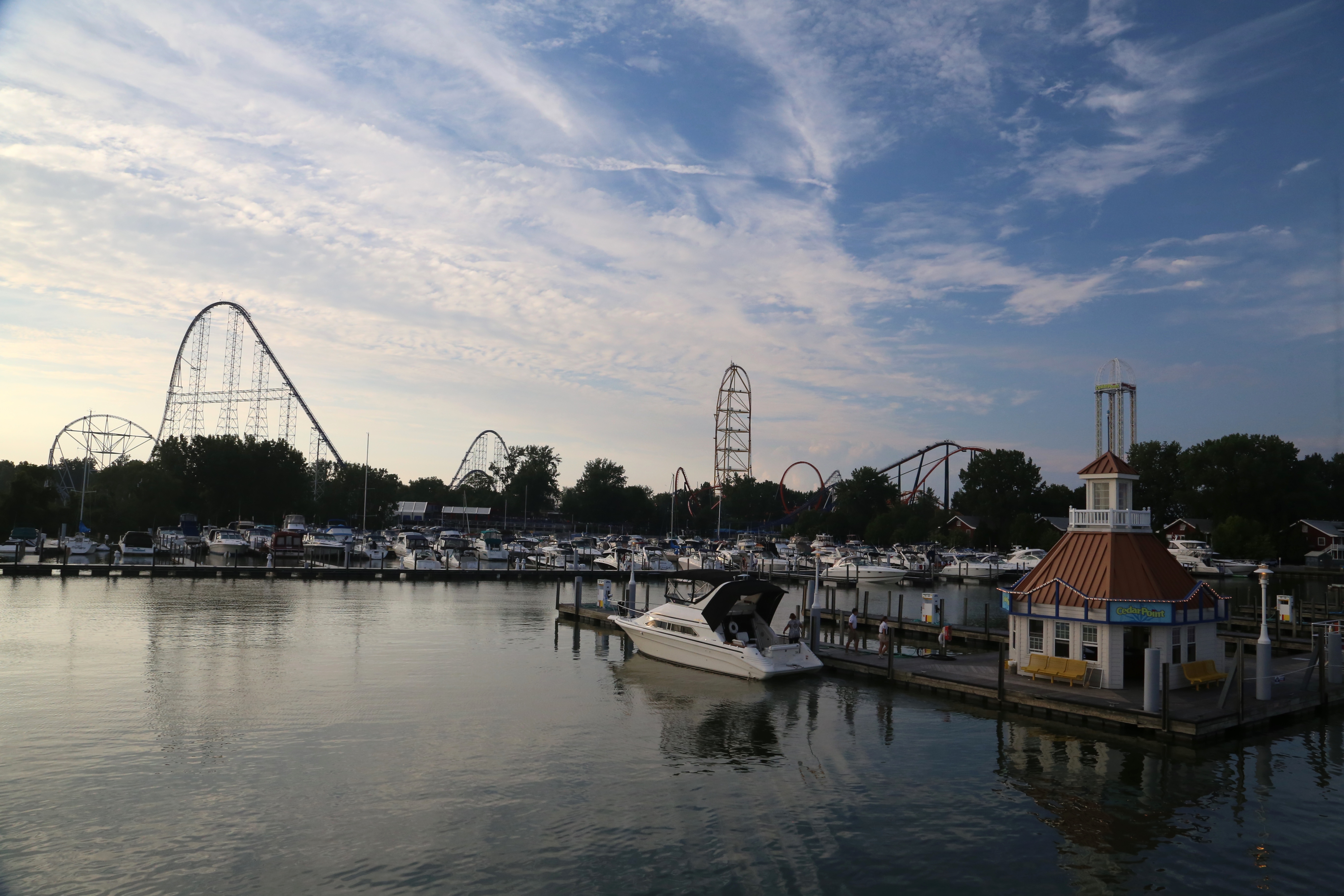 Theme Park Attractions and Harbor, Cedar Point Amusement Park, Sandusky, Ohio, USA