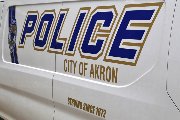 Close-up of an Akron city police vehicle