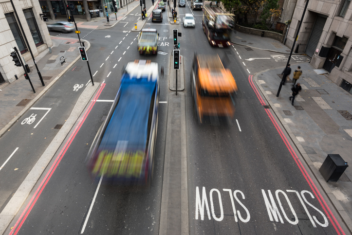 High Angle View of Traffic on a Busy City Street