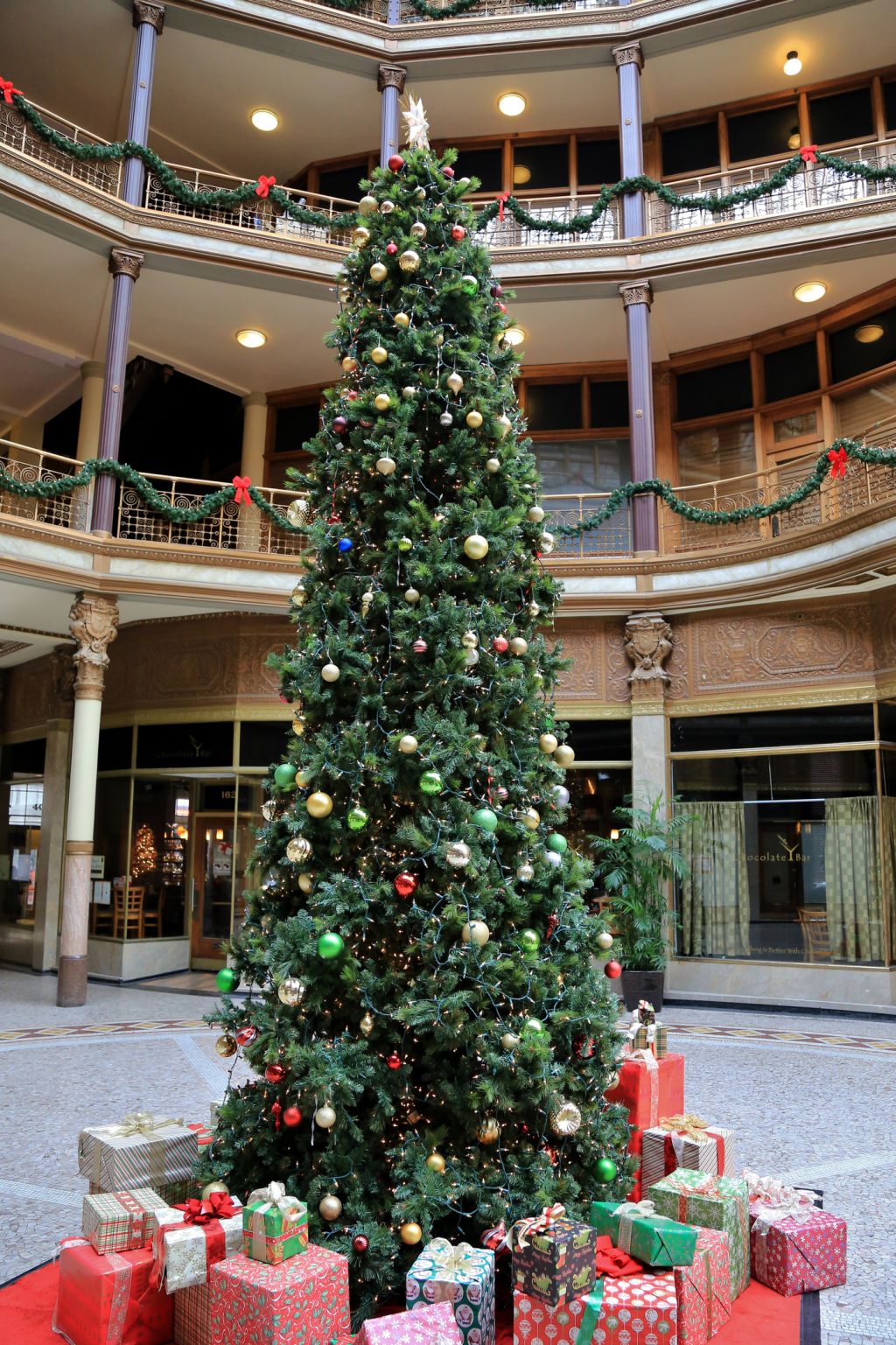 Christmas at the Historic Euclid Arcade retail shopping, Cleveland, Ohio, USA