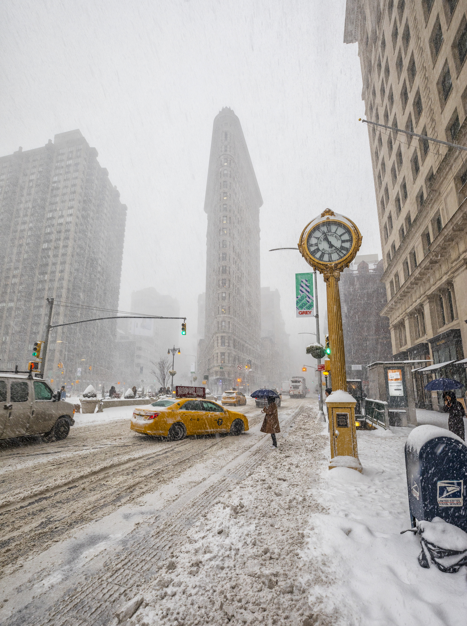 Winter Storm in New York City on 5th Avenue