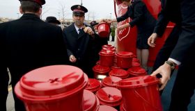 DAVID BREWSTER ‚Ä¢ dbrewster@startribune.com Thursday_11/12/09_St.Anthony ] The Salvation Army handed out the red kettles and hand bells at a kick-off ceremony for its annual holiday fund raiser.