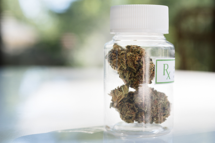 Medical marijuana in bottle