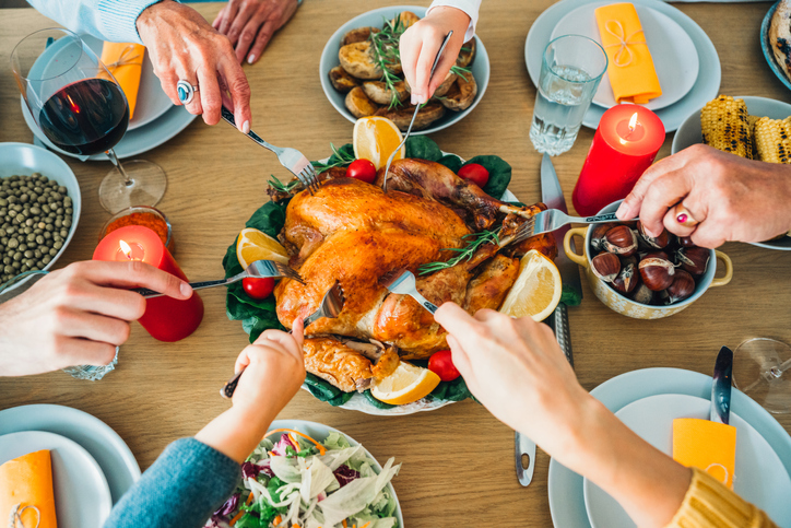 Traditional holiday turkey dinner for Christmas or Thanksgiving Day