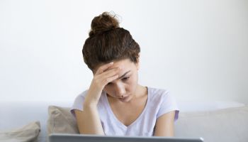 Frustrated woman worried about problem