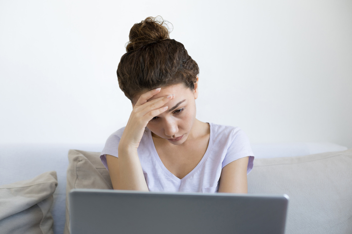 Frustrated woman worried about problem