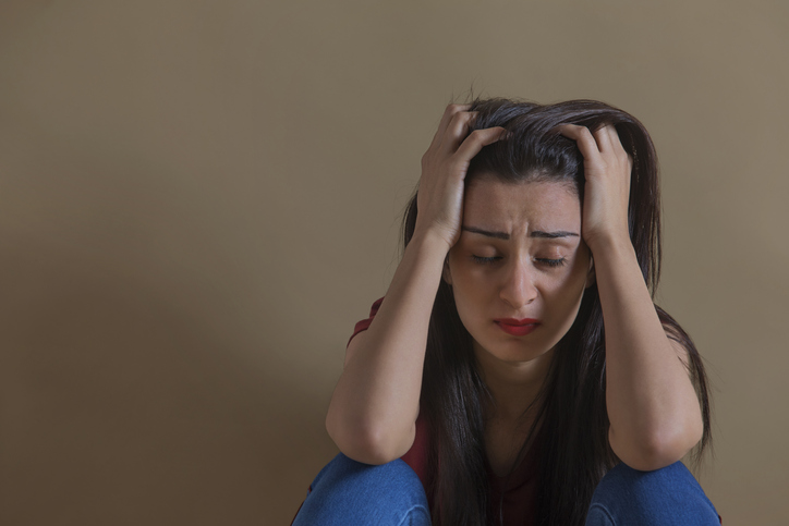 portrait of a girl in stress