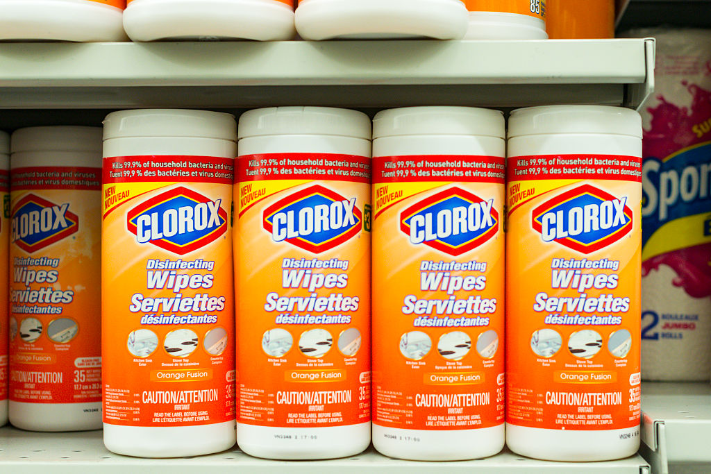 Clorox Wipes in store shelf. The Clorox Company...