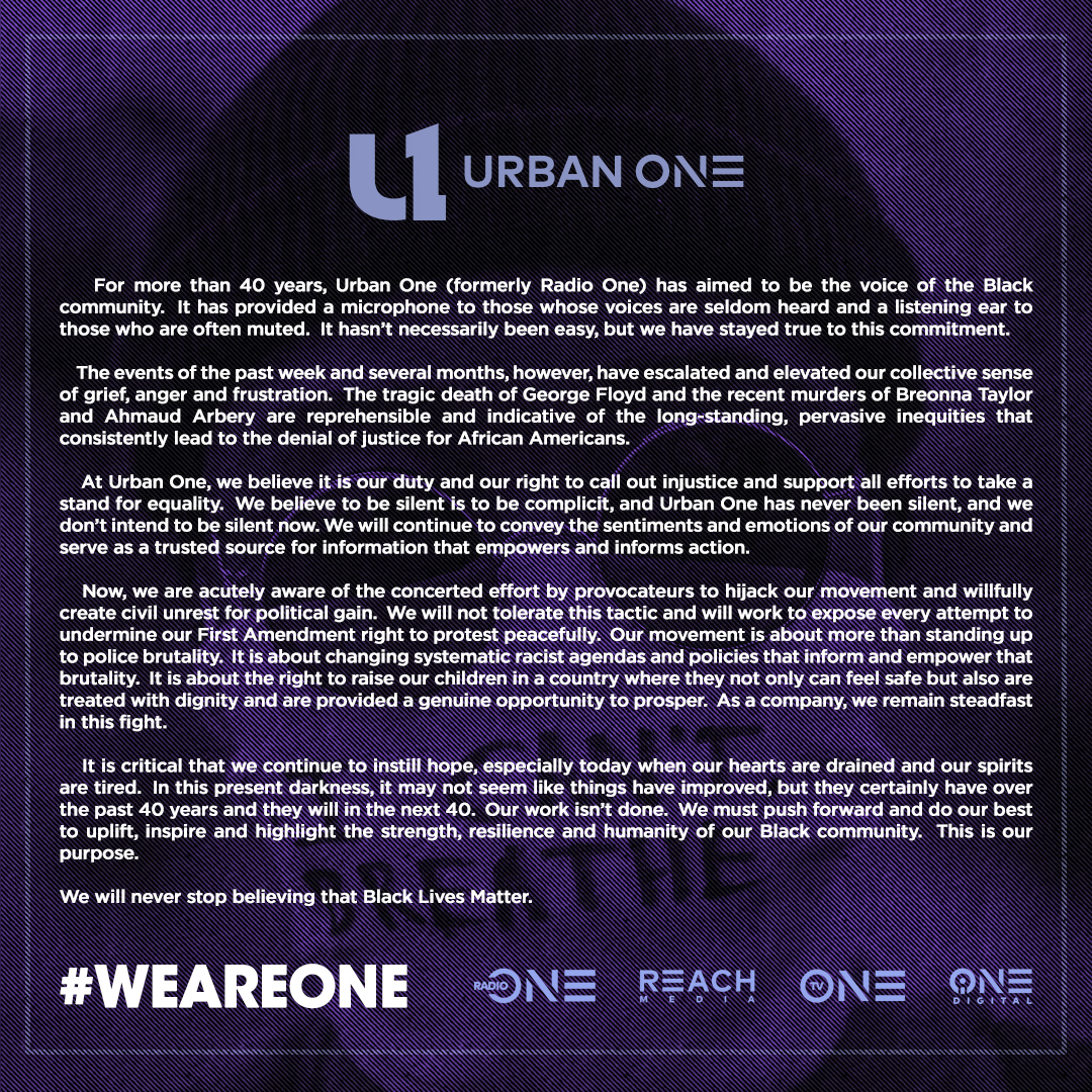 Urban One Corporate Statement